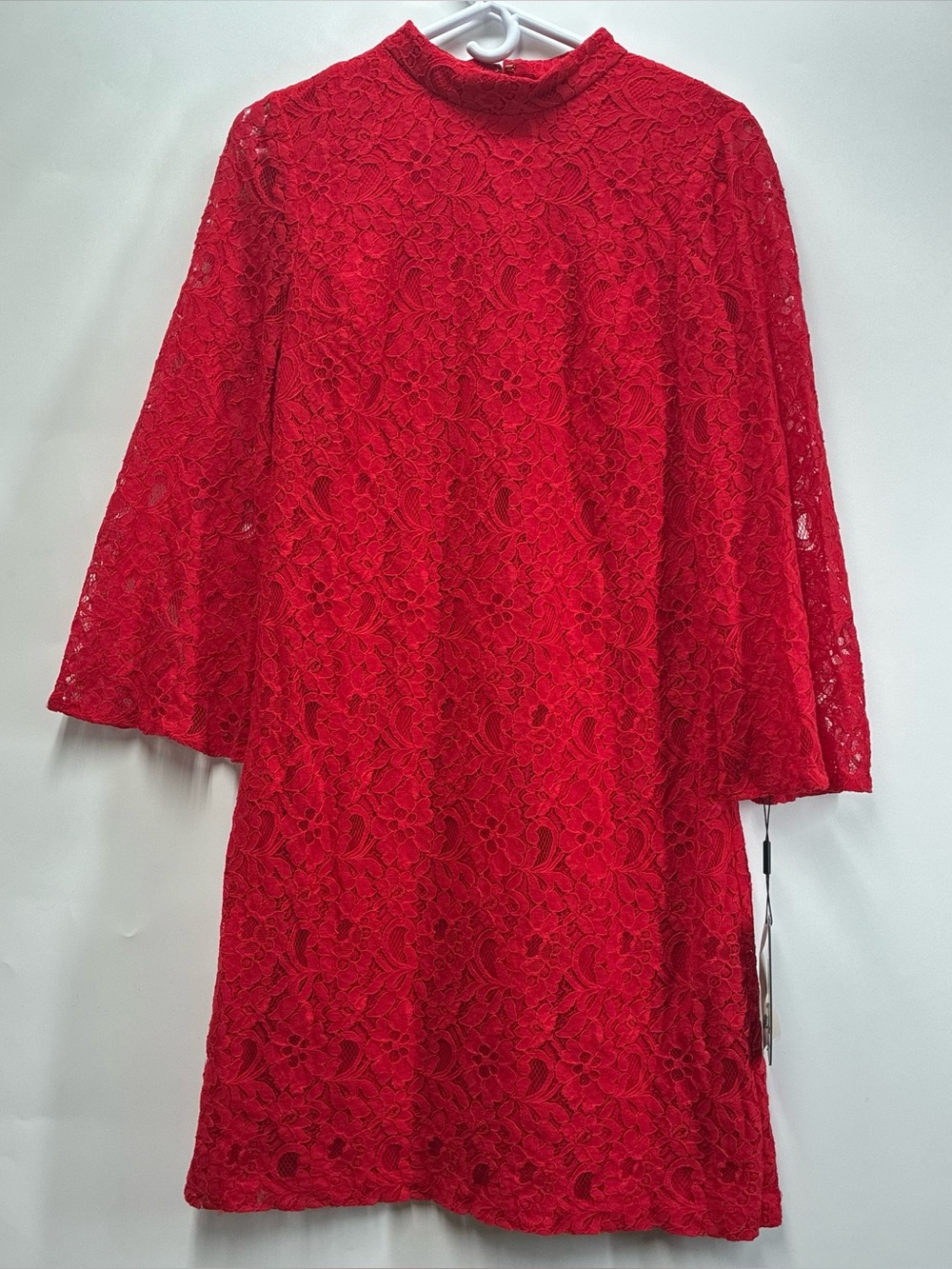 NEW Karl Lagerfeld 8 Red Lace Long Sleeve Dress Formal Cocktail Bright